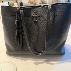 Tory Burch Black Pebbled Leather Tote